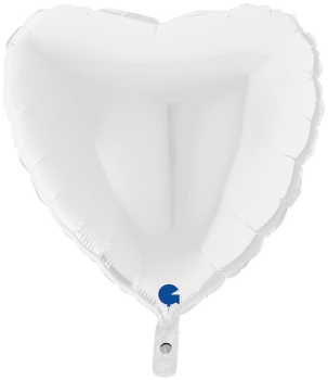 XXL Folienballon Figur - Herz Weiß glänzend - 91cm
